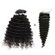 8A 3 Bundles Brazilian Deep Wave Virgin Human Remy Hair Weave With 4x4 Lace Closure