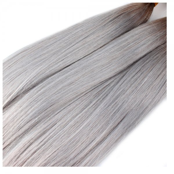 1 Bundle 1B/Grey Ombre Brazilian Straight Human Remy Hair Weave