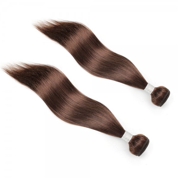 2 Bundles Dyed Straight Brazilian Hair Extensions #6 Light Brown