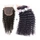 8A 3 Bundles Brazilian Deep Curly Virgin Human Remy Hair Weave With 4x4 Lace Closure