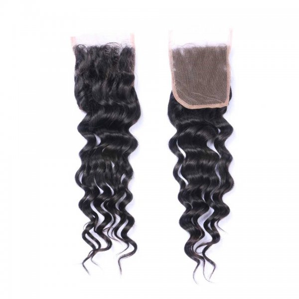 8A 3 Bundles Brazilian Loose Deep Virgin Human Remy Hair Weave With 4x4 Lace Closure