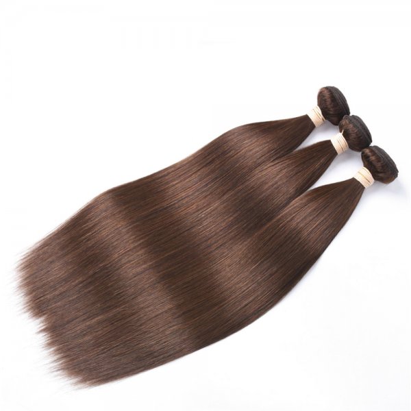 3 Bundles Dyed Straight Brazilian Hair Extensions #6 Light Brown
