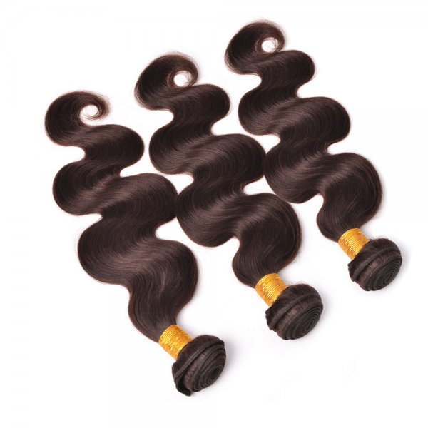 3 Bundles Dyed Body Wave Brazilian Hair Extensions #2 Dark Brown