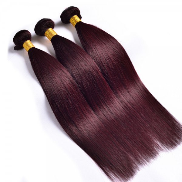 3 Bundles Dyed Brazilian Hair Extensions #99J Color Straight