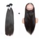 8A 2 Bundles Brazilian Straight Virgin Human Remy Hair Weave With 360 Lace Frontal Closure