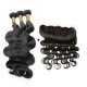 7A 3 Bundles Brazilian Body Wave Virgin Human Remy Hair Weave With 13x4 Lace Frontal Closure