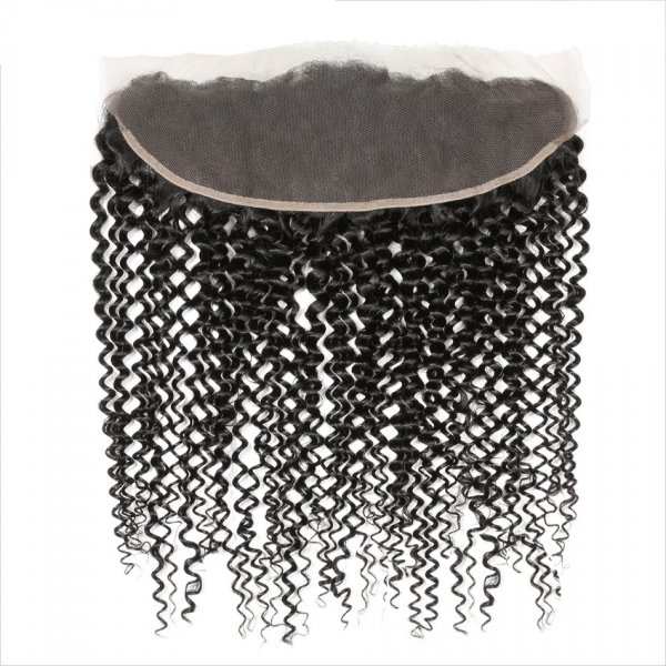 8A 3 Bundles Brazilian Kinky Curly Virgin Human Remy Hair Weave With 13x4 Lace Frontal Closure
