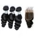 8A 3 Bundles Brazilian Loose Wave Virgin Human Remy Hair Weave With 4x4 Lace Closure