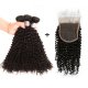 8A 3 Bundles Brazilian Kinky Curly Virgin Human Remy Hair Weave With 4x4 Lace Closure