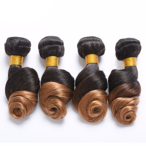 4 Bundles 1B/27 Ombre Brazilian Loose Wave Human Remy Hair Weave