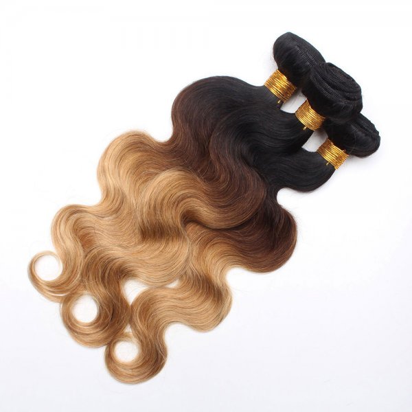 3 Bundles 1B/4/27 Ombre Brazilian Body Wave Human Remy Hair Weave