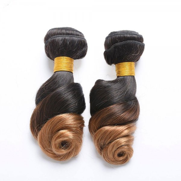 2 Bundles 1B/27 Ombre Brazilian Loose Wave Human Remy Hair Weave