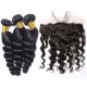 7A 3 Bundles Brazilian Loose Wave Virgin Human Remy Hair Weave With 13x4 Lace Frontal Closure