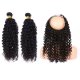7A 2 Bundles Brazilian Deep Curly Virgin Human Remy Hair Weave With 360 Lace Frontal Closure