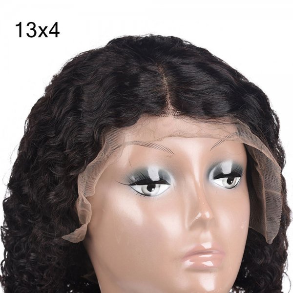 Short Human Hair Lace Front Bob Wigs Brazilian Deep Curly Fashion Style Remy Virgin Hair