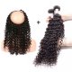 8A 2 Bundles Brazilian Deep Curly Virgin Human Remy Hair Weave With 360 Lace Frontal Closure