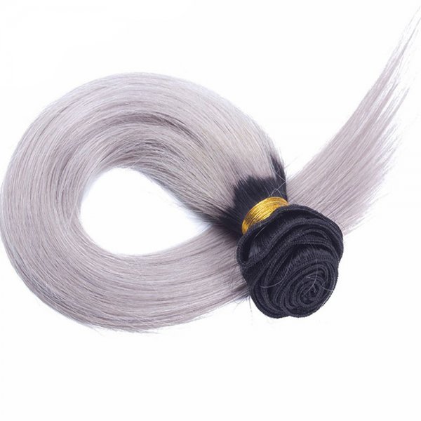 1 Bundle 1B/Grey Ombre Brazilian Straight Human Remy Hair Weave