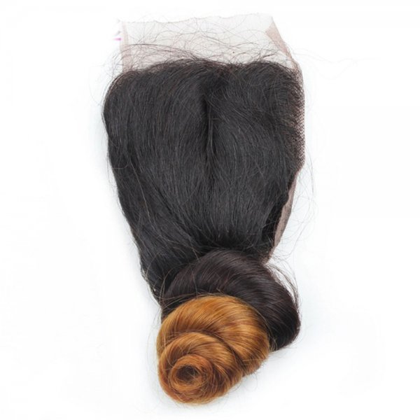 Ombre 1B/27 4x4 Lace Closure Loose Wave Human Brazilian Remy Hair