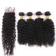7A 4 Bundles Brazilian Deep Curly Virgin Human Remy Hair Weave With 4x4 Lace Closure