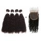 8A 4 Bundles Brazilian Kinky Curly Virgin Human Remy Hair Weave With 4x4 Lace Closure
