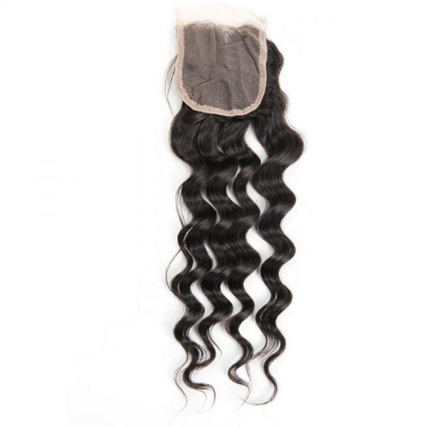 8A 3 Bundles Brazilian Loose Deep Virgin Human Remy Hair Weave With 4x4 Lace Closure